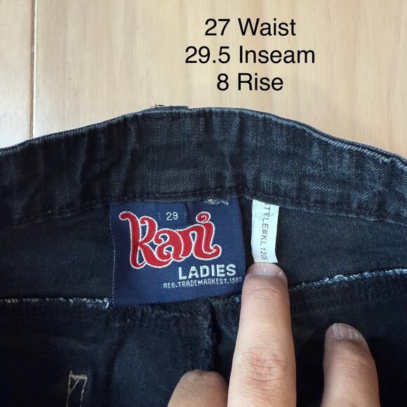 Vintage Karl Kani Jeans Women's 27 Blue Black Double Knee Streetwear Flare - Picture 5 of 8